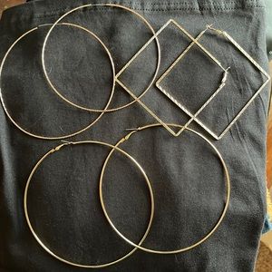 Pack of three large hoop earrings